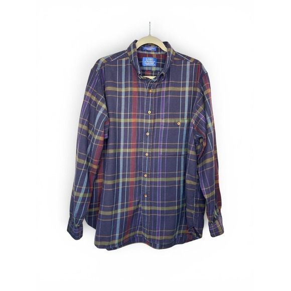 Pendleton Other - Vintage LOBO Pendleton XL Plaid Button Down Shirt Cotton Wool USA Navy Purple